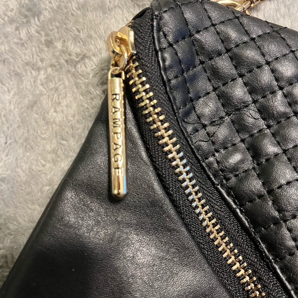 Rampage Black Faux Leather Crossbody Clutch with Gold Chain Strap - Picture 3 of 6